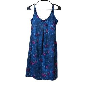 Patagonia Women's Size Small Blue & Purple Floral Active Criss Cross Back Dress